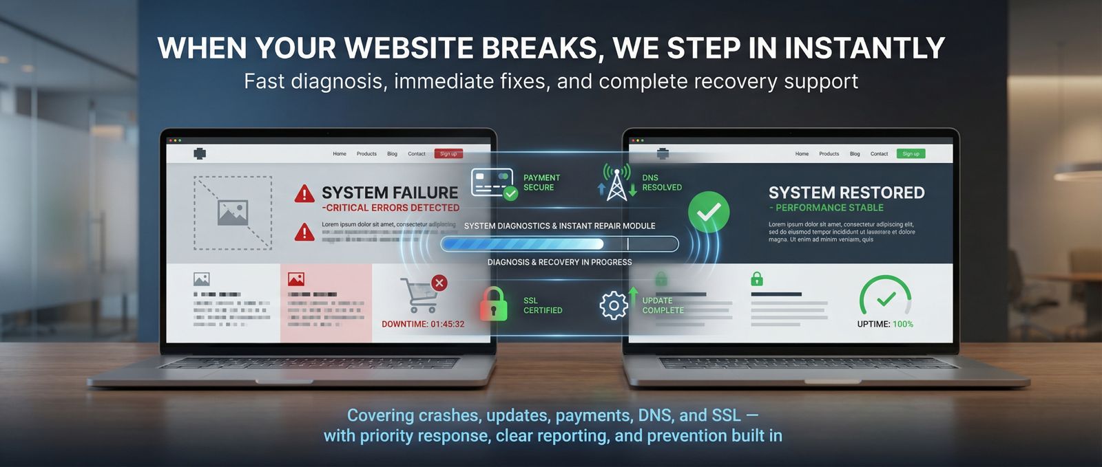 Everything a business expects from a proper urgent support page